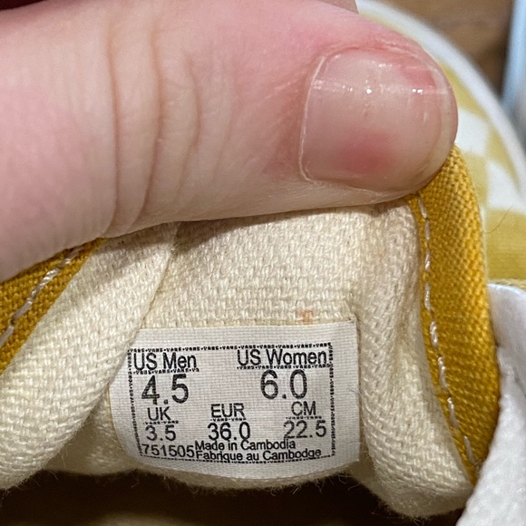 Yellow Checkered Vans | Size 7 - Picture 4 of 6